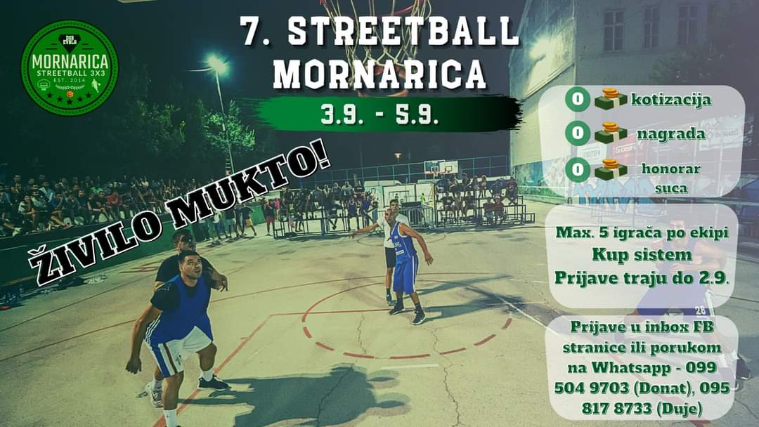 U tijeku prijave za 7. Streetball na Mornarici
